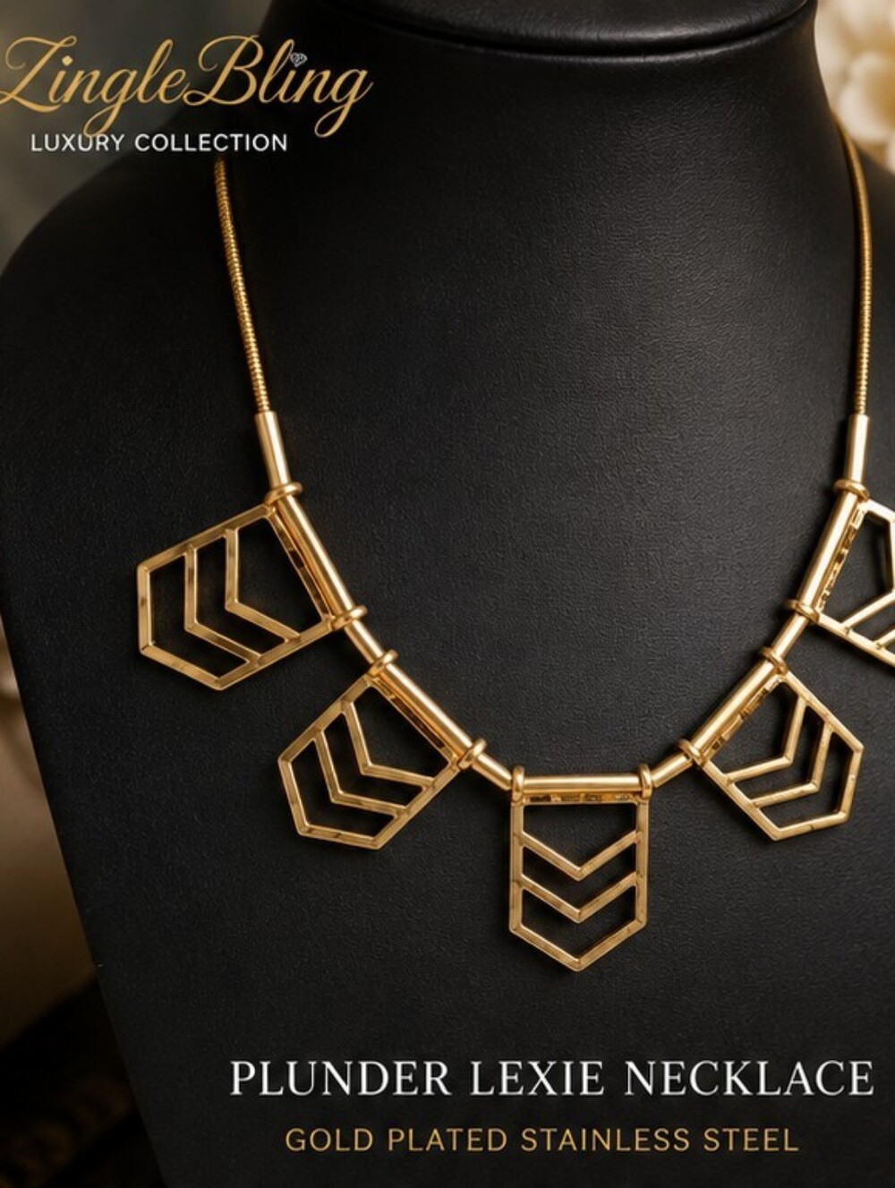 Plunder Lexie 18kt Gold Plated Stainless Steel Chevron Necklace